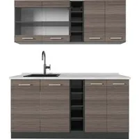 Vicco R-Line Singleküche Edelgrau/Anthrazit 160 cm - Platzsparende Singleküche mit modularem Aufbau für individuelle Gestaltung. Ergonomische Arbeitsplatte und höhenverstellbare Füße sorgen für Komfort. Ideal für kleine Wohnungen oder WGs.