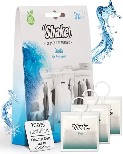 SHAKE Duftsäckchen Kleiderschrank (Meeresbrise) • Duftkissen für Schrank, Schublade, Bad, Tasche, Auto • Raumduft gegen schlechte Gerüche • Parfüm zum Aufhängen • 3 Duftkissen