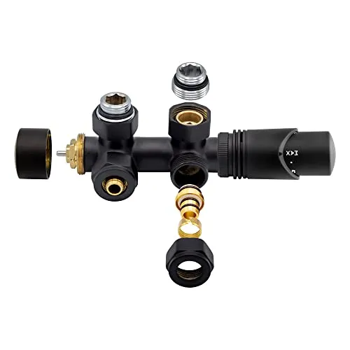 Anschlussgarnitur Mittelanschluss Multiblock Eck Schwarz Matt 1/2