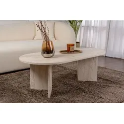 Hanah Home Elegant Coffee Table - Beistelltische fürs Wohnzimmer: 100% melaminbeschichtete Spanplatte mit beeindruckendem Travertin-Design, bietet hohe Langlebigkeit und pflegeleichte Oberfläche.