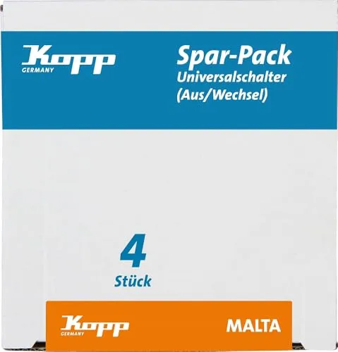 Kopp Universalschalter Spar-Pack – 4er Set in Silber-Anthrazit