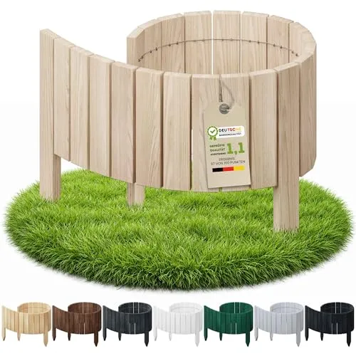 Floranica Flexible Beeteinfassung 10 x 100 cm Unbehandelt Rasenkante Beetumrandung Gartenzaun Steckzaun Holzzaun Rollboarder