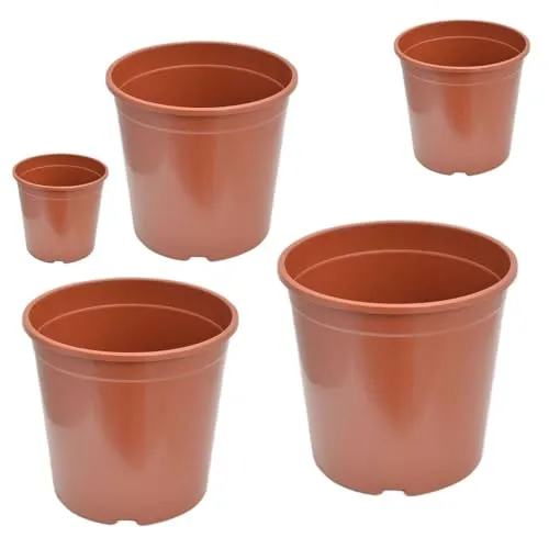 KAGM Blumentopf Pflanztopf Pflanzcointainer Anzuchttopf Containertopf Kunststoff Terracotta 12 cm - 10er Pack