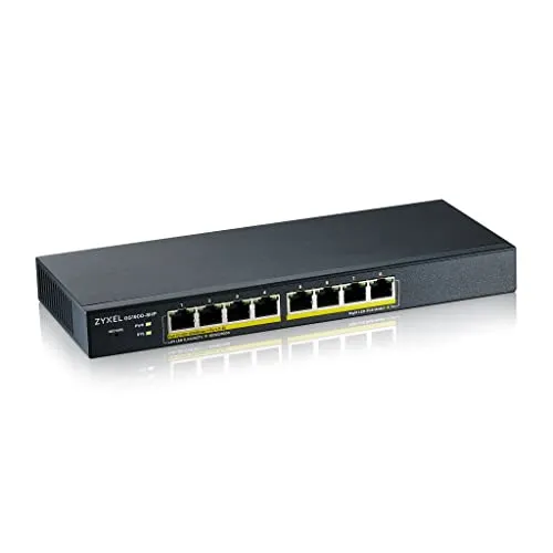 Zyxel 8-Port Gigabit PoE Switch - Smart Managed, lüfterloses Design und 70W Budget für optimale Leistung
