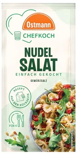 Ostmann Gewürze x Chefkoch - Nudelsalat Gewürzsalz | 4 Portionen | Rezept inklusive - Verleihe deinen Gerichten mit Ostmann x Chefkoch Gewürzmischungen die perfekte Würze! Mit Rezept und Mengenangaben für einen köstlichen Nudelsalat, ideal für 4 Portionen. Genießen ohne Geschmacksverstärker!