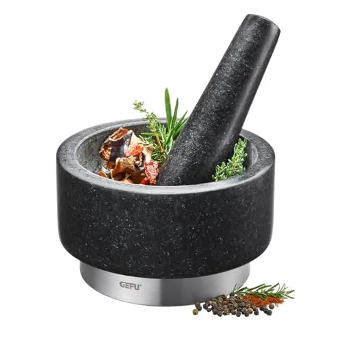 GEFU Mörser X-PLOSION® aus Granit und Edelstahl, Ø 14 cm in schwarz von GEFU