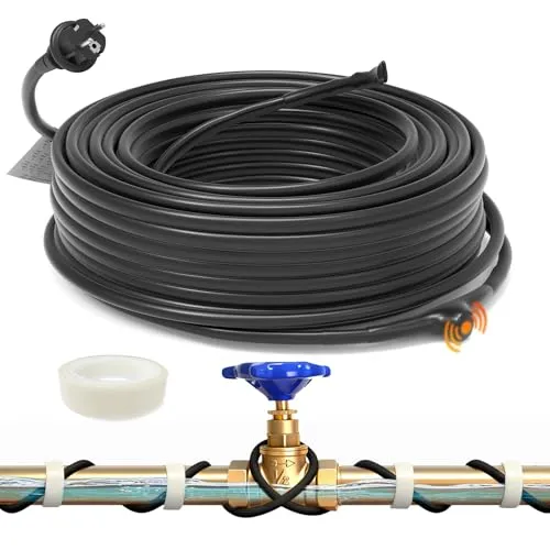 HEATIT JHSF 4m Selbstregulierendes Rohrbegleitheizung mit Thermostat Frostschutz für Wasserleitungen oder Pflanzen, eisfrei Heizleitung16,4 W/m 230V IP65