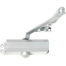 Türschließer TS 10, EN 2,3,4 mit Gestänge - Schließtechnik für Flügelbreiten bis 1100 mm, ideal für effizientes Schließen von Türen ohne Feststellung und in elegantem Silber (RAL 9006).