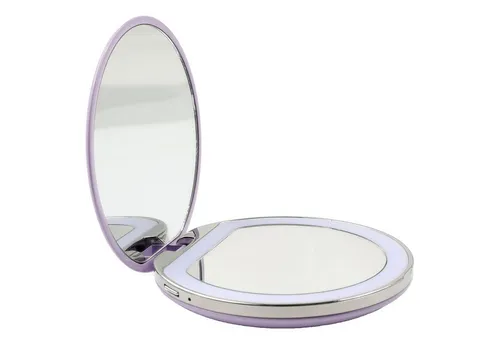 Ailoria Taschenspiegel Dimmbar Lila - Make Up: Dimmbarer Taschenspiegel mit leistungsstarken LED in 3 Helligkeitsstufen, ideal für präzises Styling und Make-Up überall.