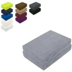 EXKLUSIV HEIMTEXTIL Spannbettlaken Doppelpack Frottee Spannbettlaken, Frottee, Gummizug: rundum grau 200 cm x 220 cm