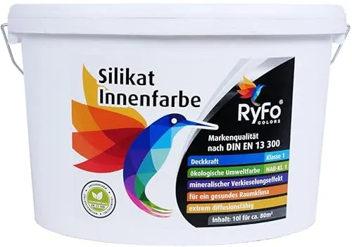 RyFo Colors Silikat Innenfarbe 10l – Hochwertige mineralische Wandfarbe in Weiß