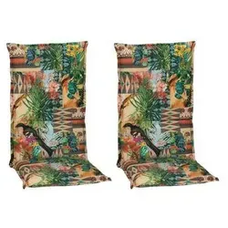 beo 2er Set Texas BE743 Dschungel Print mit Vogel - Auflagen & Polster für Hochlehnerstühle, waschbar bei 30 Grad, schadstofffrei und in Handarbeit gefertigt – ideal für stilvolle Gartenmomente.