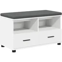 vidaXL Flurbank mit Kissen und Schubladen Weiß 80 x 38 x 46 cm - Moderne Flurbank mit praktischem Stauraum und bequemem Sitzkissen. Ideal für Flur und Eingangsbereich, robust und pflegeleicht. Schlichte Eleganz für jeden Wohnstil.