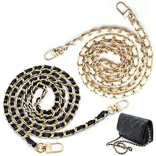 JJQHYC 2 Stück Taschenkette Metall Kette Trageriemen 120 cm Kettenriemen Ersatz Schulterriemen für Damen Handtaschen Geldbeutel