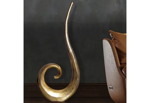 FINEBUY Bodenvase FB65131 Vase 100 cm Aluminium Blumenvase Spirale Wohndeko Groß (Hohe Alu Blumenvase Handgefertigt, Vase für Blumen), Standvase 100 cm Aluminium Gold Modern Groß