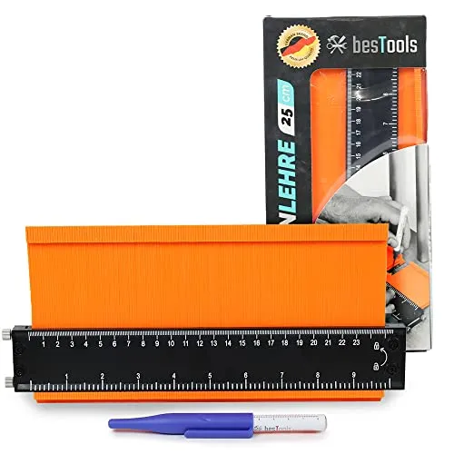bestTools Konturenlehre 25cm mit Feststeller | Präzise Messung & Feineinstellung | Inklusive Tieflochmarker | Robuster Aluminiumkern & ABS-Kunststoff-Lamellen | Vielseitige Anwendung