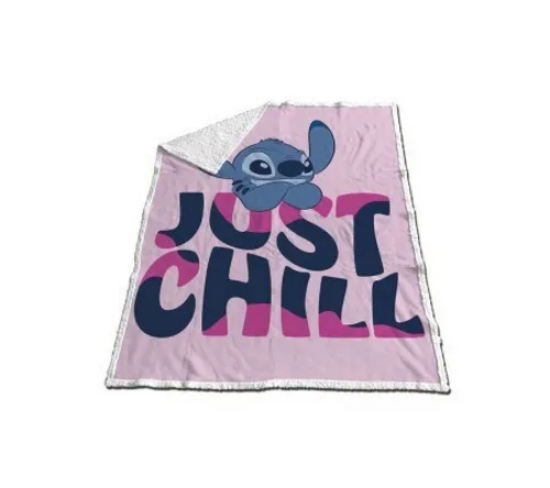 Wohndecke Stitch Just Chill pink Sherpa Fleecedecke