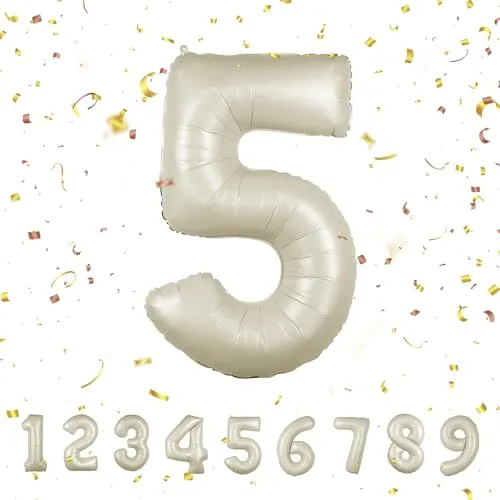 Luftballoons Beige5 Geburtstag zahlen luftballon 5 jahre | Folienballon Kindergeburtstag Deko 5 XXL Beige-Riesen Folienballon in 40