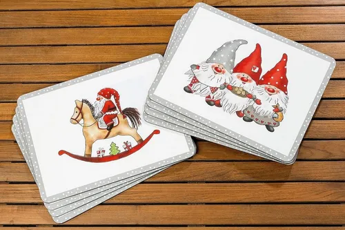 BOLTZE GRUPPE GmbH Dekotablett Tischset Theo 4tlg 40 x 30 Motiv Schaukelpferd oder Wichtelmännchen