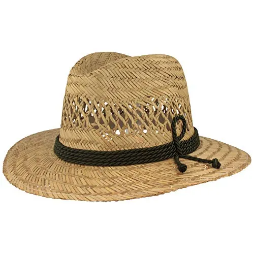 Breiter Strohhut – Sommerhut mit Seidengarnitur - Sun Hüte für Herren, aus 100% Stroh für optimalen Sonnenschutz, leicht und flexibel für hohen Tragekomfort – auch in XXL erhältlich.