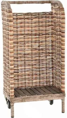 Holzwagen aus Natur Rattan mit Rollen von Korb-Outlet