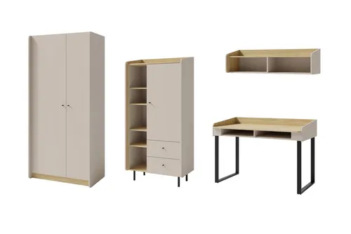 Deine Möbel 24 Jugendzimmer-Set ALBI C (4-tlg.) - Modernes Jugendzimmer-Set ALBI C in Sandbeige mit stabiler Bauweise. Praktische Fächeraufteilung für Bücher und Kleidung sorgt für Ordnung und Stil im Raum. Ideal für jedes Kinder- oder Jugendzimmer.