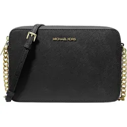 MICHAEL KORS JET SET ITEM CROSSBODY Tasche - Umhängetasche aus hochwertigem Leder in elegantem Schwarz mit goldenen Akzenten. Ideal für stilvolle Damen, bietet ausreichend Platz und überzeugt durch ihre praktische Handhabung.