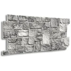 3D PVC Wandpaneele Wandverkleidung PVC-Verkleidung Stein Holz Mosaik Fliesen Imitation (ca. 0,5qm) - Grau