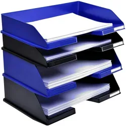 Exacompta 11214D 4x Briefablage Combo Maxi - Praktischer Briefkorb für A4-Dokumente, stylish und platzsparend in Schwarz - ideal für ein organisiertes Büro oder Home Office.