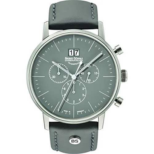 Bruno Sohnle Herren Stuttgart Chrono 42mm grau mit Lederband 17-13177-841