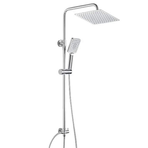 JOHO Edelstahl Duschset ohne Armatur – Regendusche 20x20cm