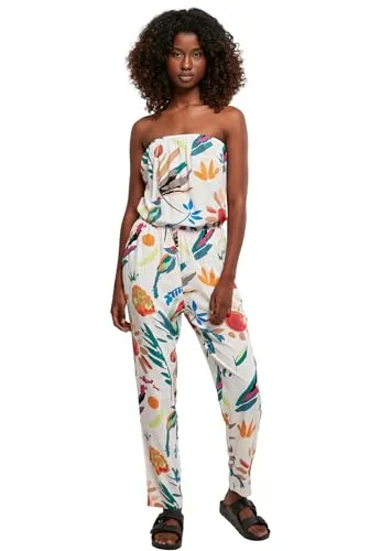 URBAN CLASSICS Overall - Stylischer Ladies Viscose Bandeau Jumpsuit, perfekt für den Sommer mit elastischen Bändern für optimalen Sitz und lässigem Fall.