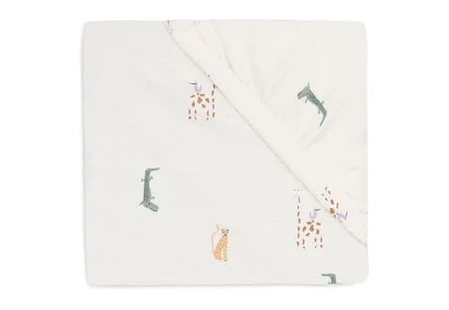 Jollein Spannbettlaken Jersey - Jungle Jambo - 70/75x140/150cm - 100% Baumwolle - Spannbetttuch - Oeko-TEX Zertifiziert