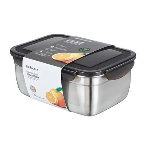 Lock & Lock Vorratsdose Edelstahl 1900 ml – Luftdicht und Bruchfest - Die Lock & Lock Vorratsdose aus Edelstahl mit 1,9 l Fassungsvermögen ist ideal für die geruchsneutrale und sichere Aufbewahrung von Lebensmitteln. Robust, spülmaschinengeeignet und perfekt für den Kühlschrank oder Gefrierschrank.