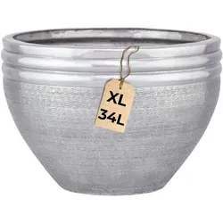 Blumentopf Calvino Silber 38cm - Aluminium Pflanzentopf modern