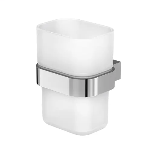 Becherhalter Lenz Aura Chrom - Zahnputzbecher - Eleganter Zahnbürstenhalter aus Metall in Chrom-Optik, Höhe 11 cm und Breite 8 cm. Ideal für stilvolle Badezimmergestaltung und praktische Aufbewahrung.