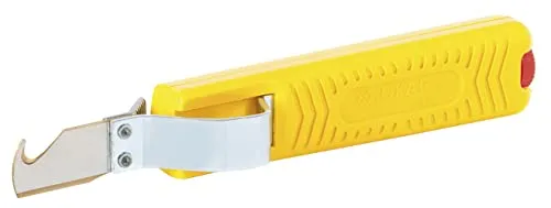 Jokari 10282 Kabelmesser für Rundkabel 8 bis 28 mm - Praktisches Kabelmesser für das Abmanteln von Rundkabeln. Mit langlebiger Titan-Nitrid-Beschichtung für bessere Schnittgeschwindigkeit und geringeren Verschleiß. Einstellbare Schnitttiefe und automatischer Schnittmodus für optimale Handhabung.