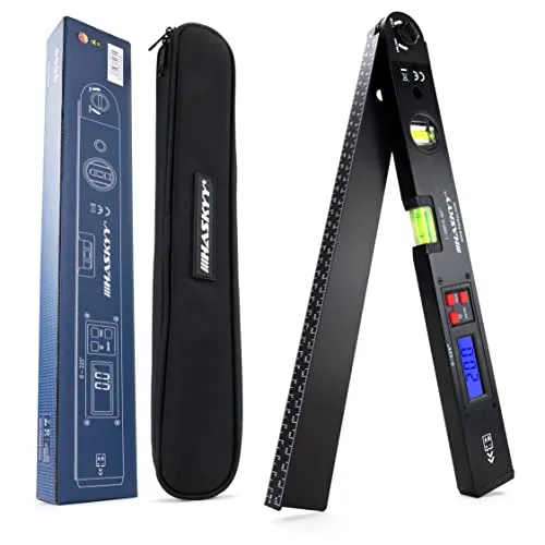 Digitaler Winkelmesser HASKYY 415 mm mit Wasserwaage und beleuchtetem LCD-Display