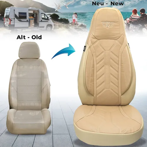 BREMER SITZBEZÜGE für Pilote Atlas – 2-tlg. Autositzbezüge in Beige - Hochwertige Schonbezüge für Pilote Atlas, langlebig und pflegeleicht. Optimaler Schutz vor Abnutzung und Schmutz mit einfacher Montage durch Klettsystem. Komfortabel und sicher, passend für Sitzheizung und Airbag.