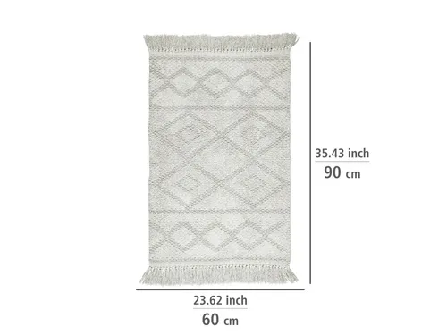 WENKO Badematte Urla – Bio-Baumwolle mit Jacquard-Muster & Fransen - Badematten & Badteppiche: Nachhaltige Badematte aus 100% Bio-Baumwolle, rutschhemmend, waschbar bis 40 °C und stilvolles Design mit geometrischem Muster.