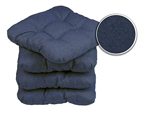 sunnypillow 4er Set Stuhlkissen 40x40 cm Bequeme 8cm Polsterauflage Auflage für Stühle/Bänke in Haus und Garten Sitzkissen Sitzauflage Gartenkissen viele Farben zur Auswahl Blau