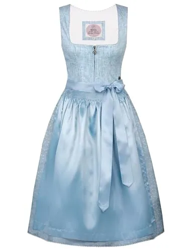 MarJo Trachten Dirndl Neubiberg 919765 | Babyblau 65cm (42) - Dirndl für Damen mit abnehmbarer Satinschürze, knieumspielendem Rock und praktischen Nahttaschen - stilvoll und funktional für besondere Anlässe.