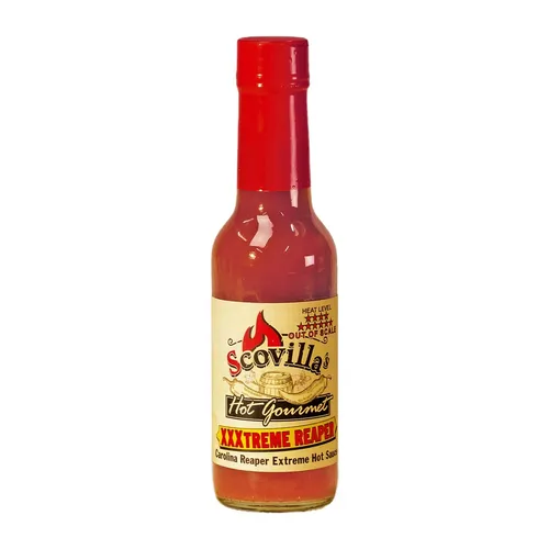 Scovillas Hot Gourmet XXXTREME REAPER - Extrem scharfe Carolina Reaper Sauce 148ml - Würzsauce mit 100% Carolina Reaper Chili, ideal für Grillgerichte und eigene Marinaden. Glutenfrei, laktosefrei und vegan für puren Schärfegenuss.
