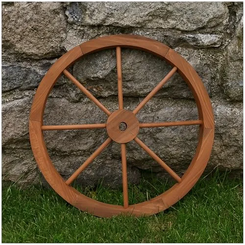 Wagenrad aus Fichtenholz Ø 60 cm rustikale Gartendeko Dekoration Holz HTI living