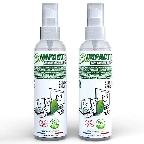 Bildschirmreiniger für Smartphone, PC, Brille, 2 x 250 ml, Ecocert-zertifiziertes Spray