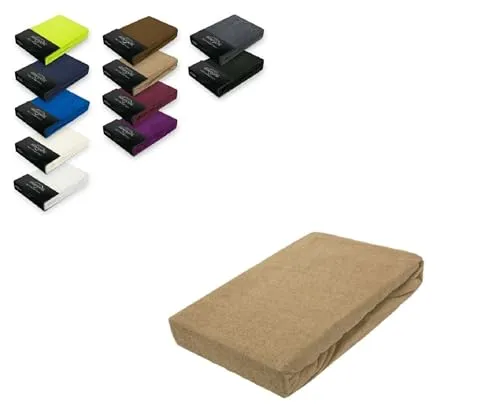 EXKLUSIV HEIMTEXTIL Frottee Spannbettlaken 60-70 x 140 cm 80% Baumwolle, 20% Polyester Öko - Tex Zertifiziert, Markenqualität, Matratzenhöhe bis 10 cm, Sand