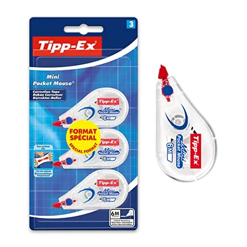 Tipp-Ex 924592 Mini Pocket Mouse Korrekturband, 3er-Packung von BIC