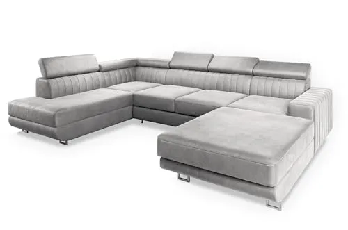 MASSENO Wohnlandschaft Siena mit Schlaffunktion, grau - Polstermöbel - Schlafsofa mit Schlaffunktion und Bettkasten, bietet hohen Komfort und vielseitige Nutzungsmöglichkeiten in stilvollem grau.