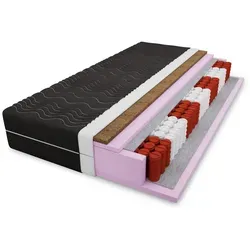 Deine Möbel 24 Taschenfederkernmatratze 90x200 cm, Schwarz, H4 - 7-Zonen Taschenfederkernmatratze mit Kokosfaser für optimale Körperanpassung und Luftzirkulation. Waschbarer Bezug, ideal für Allergiker und für alle Schläfertypen geeignet.