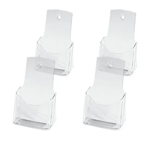 SIGEL LH113 Tisch-Prospekthalter DIN lang-A6, 4er Pack - Hochwertiger Prospektständer - Büro Aufbewahrung & Organisation, aus glasklarem Acryl mit 25 Jahren UV-Beständigkeit, ideal für Messen und Ausstellungen, perfekt für DIN lang und A6 Formate.
